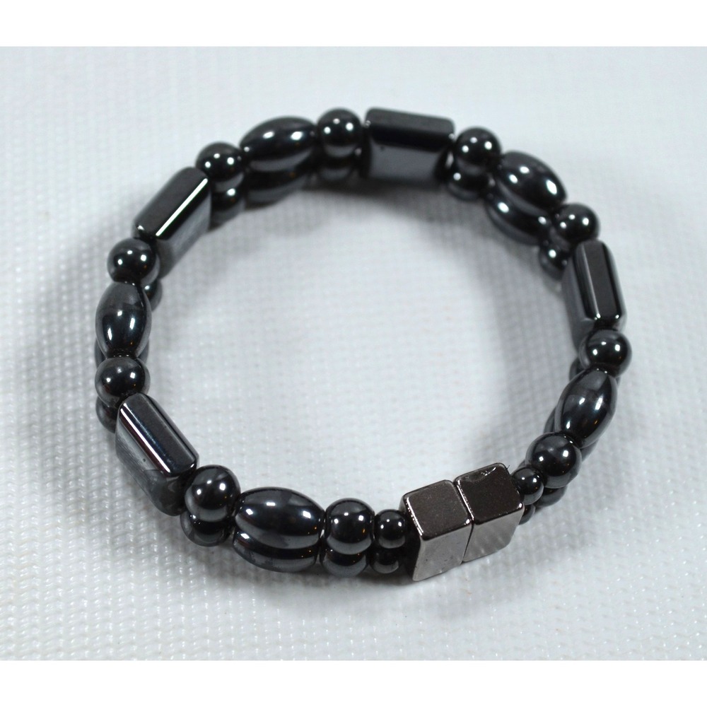 Magnetic Gunmetal Black Silver Tone Bracelet 6.5"